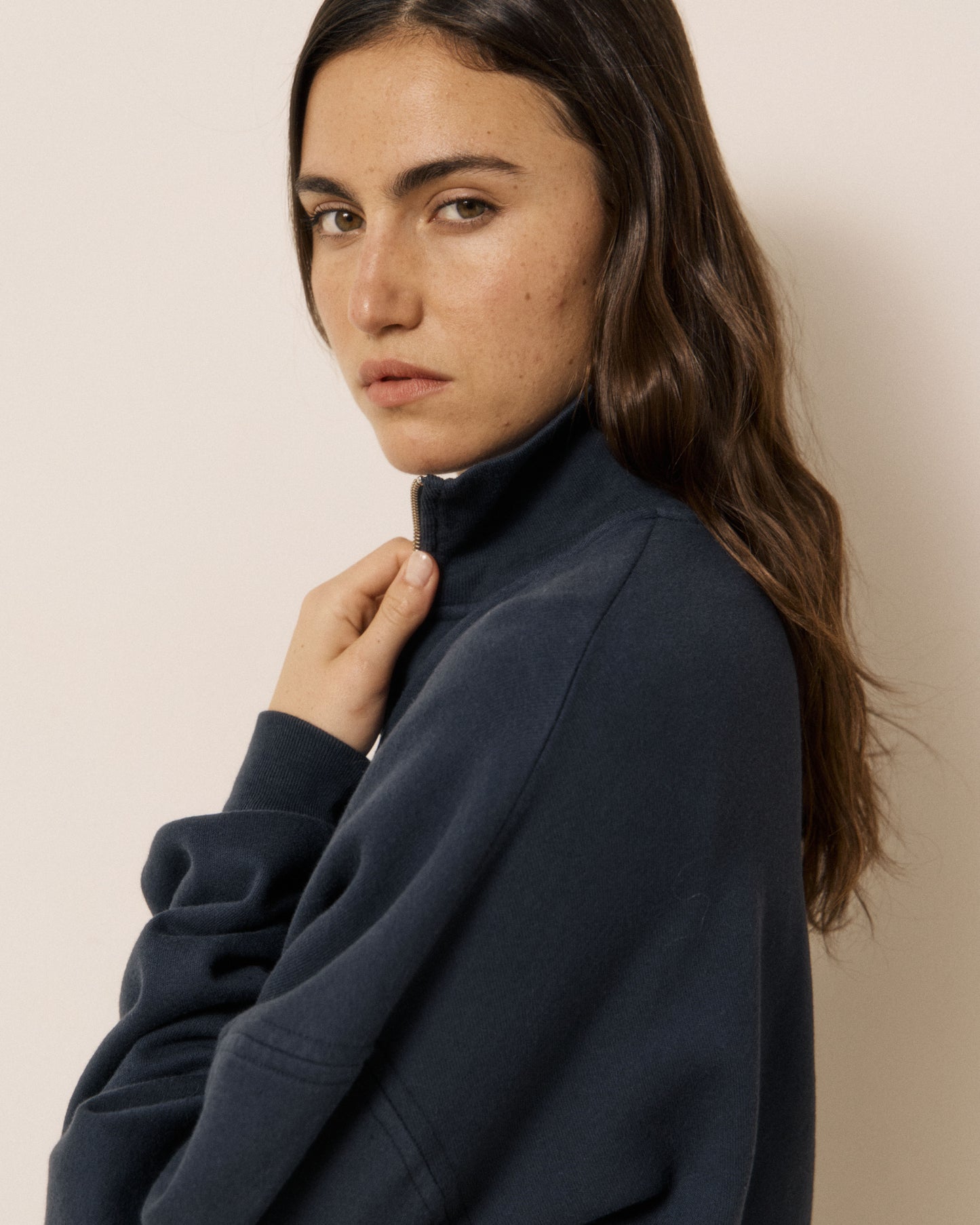 Sweatshirt Femme en Molleton Bleu Nuit Typha
