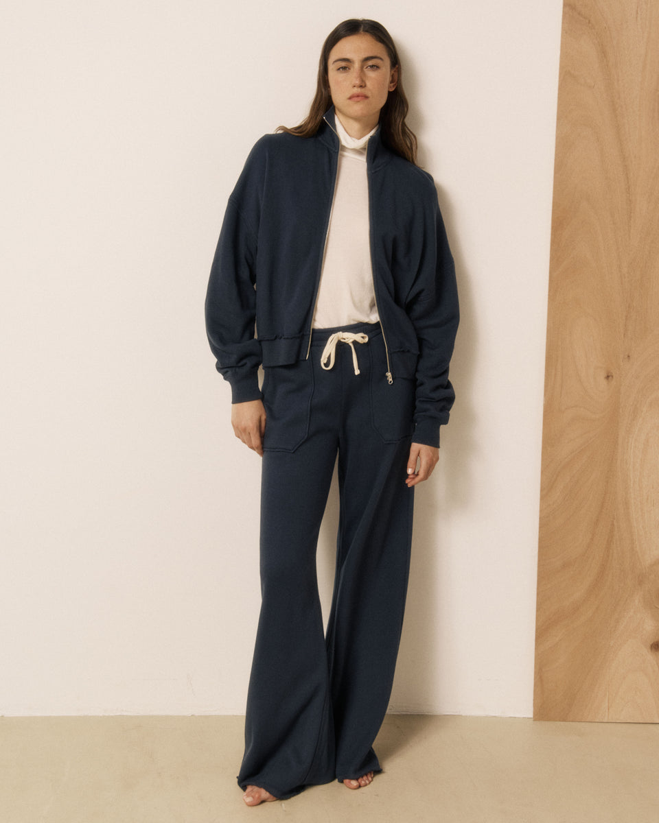 Pantalon Femme en Molleton Bleu Nuit Tihoa - Image principale