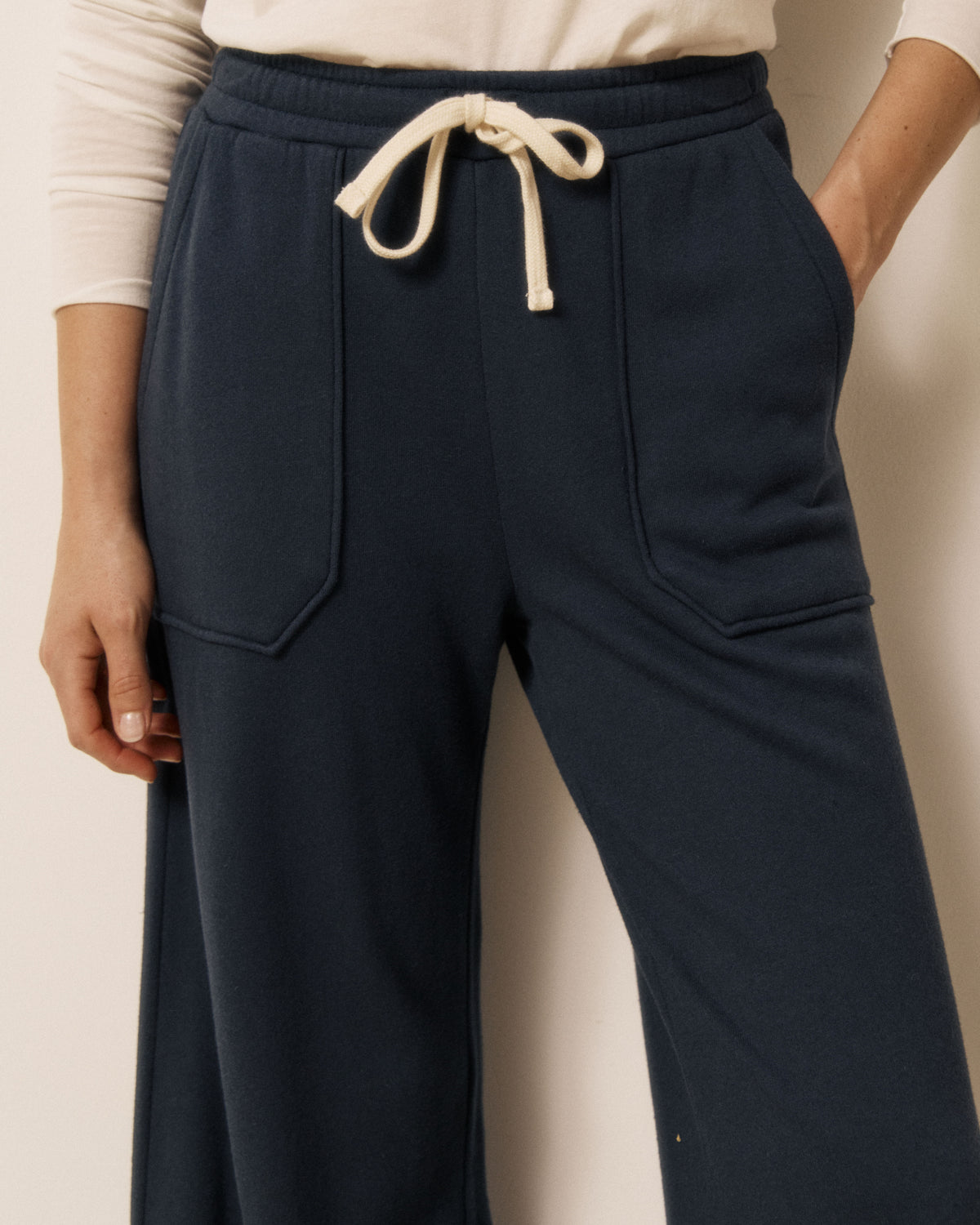 Pantalon Femme en Molleton Bleu Nuit Tihoa