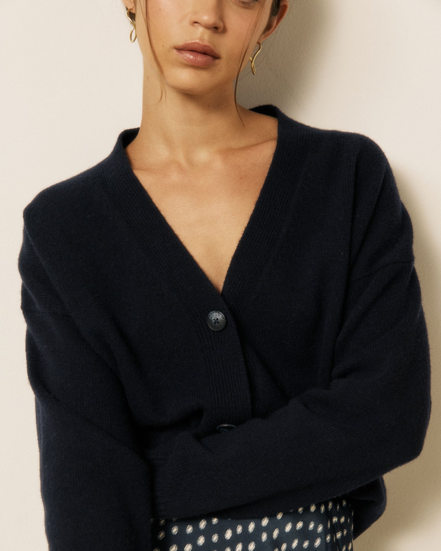 Cardigan Femme en Laine & Cachemire Bleu Marine Mosine