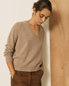 Pull Femme en Laine & Cachemire Taupe Mino