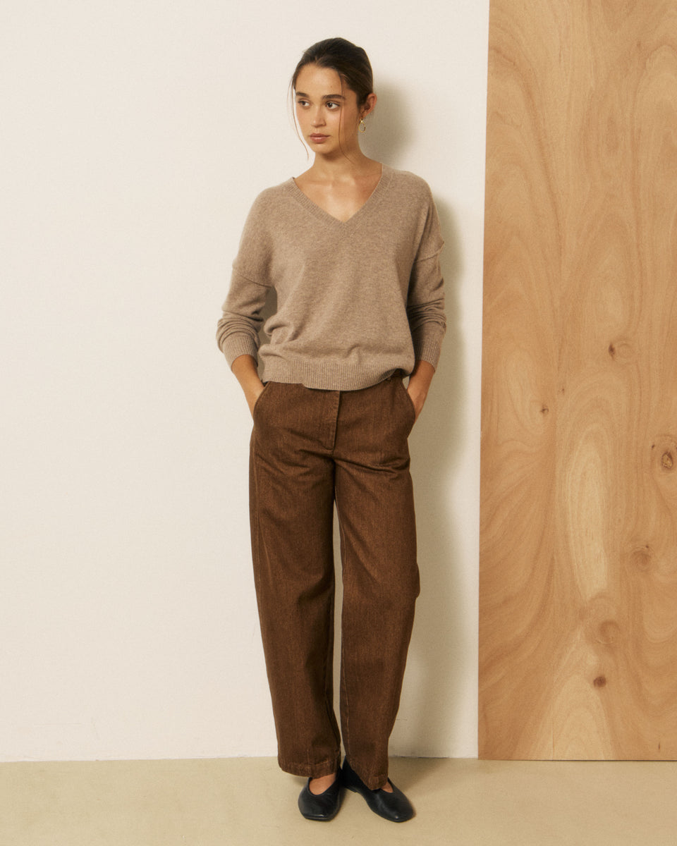 Pull Femme en Laine & Cachemire Taupe Mino - Image 2