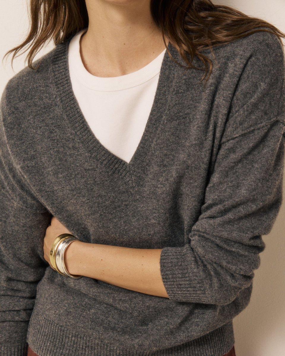 Pull Femme en Laine & Cachemire Gris Mino - Image 2