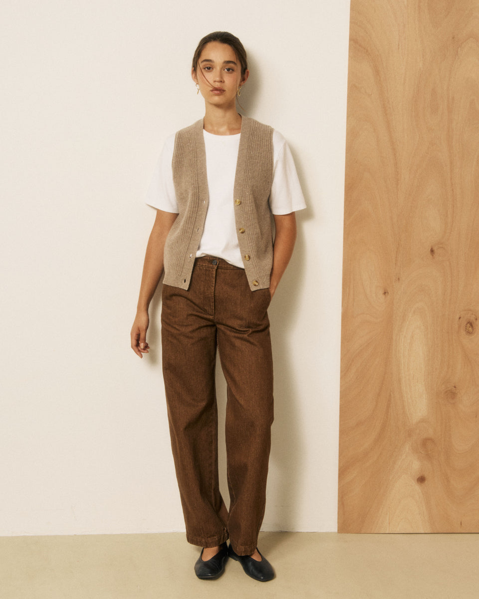 Gilet Femme en Laine & Cachemire Taupe Mohea - Image 2