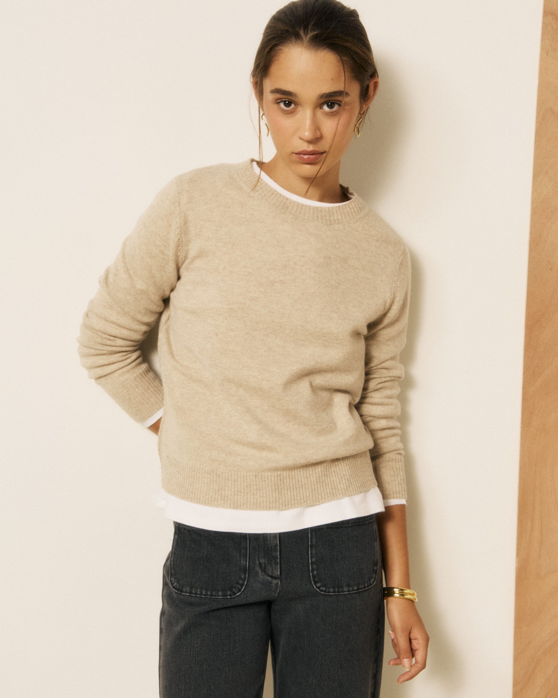 Pull Femme en Laine & Cachemire Ecru Matsya