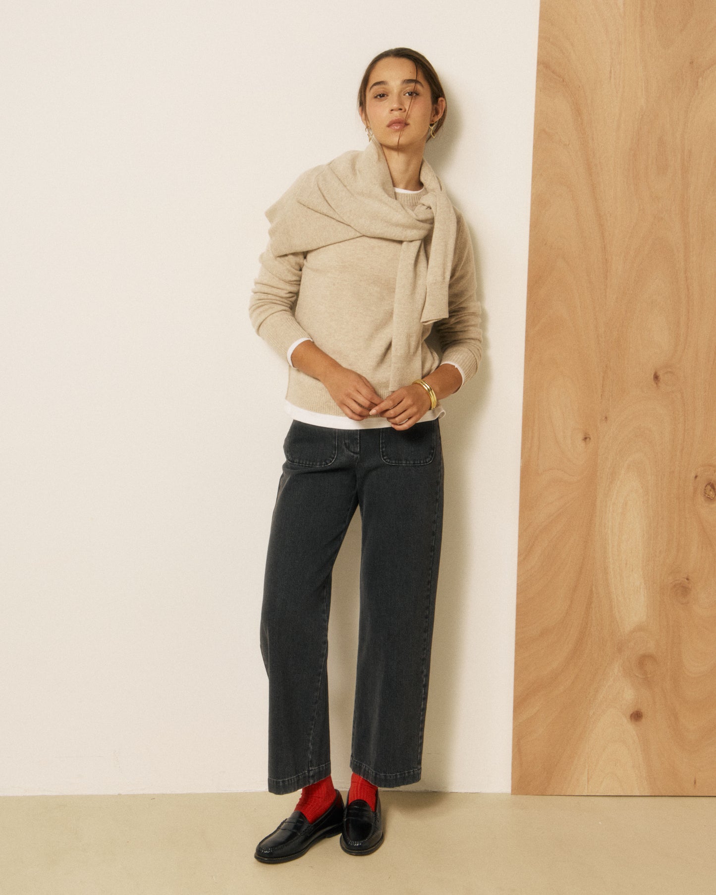 Pull Femme en Laine & Cachemire Ecru Matsya