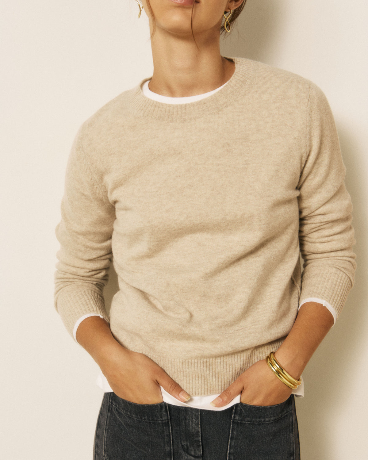 Pull Femme en Laine & Cachemire Ecru Matsya