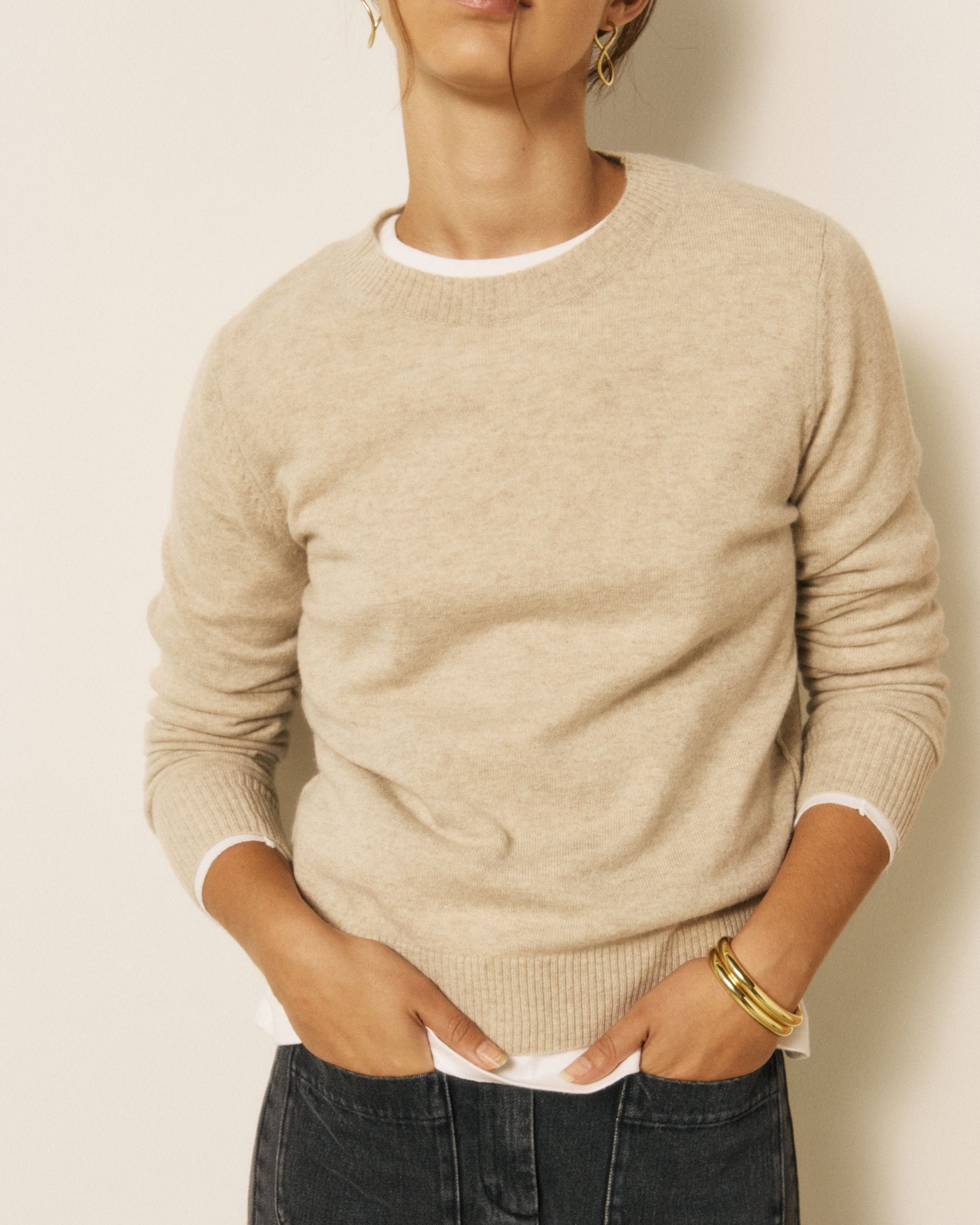 Pull Femme en Laine & Cachemire Ecru Matsya