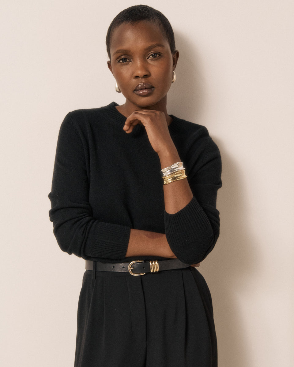 Pull Femme en Laine & Cachemire Noir Matsya - Image principale
