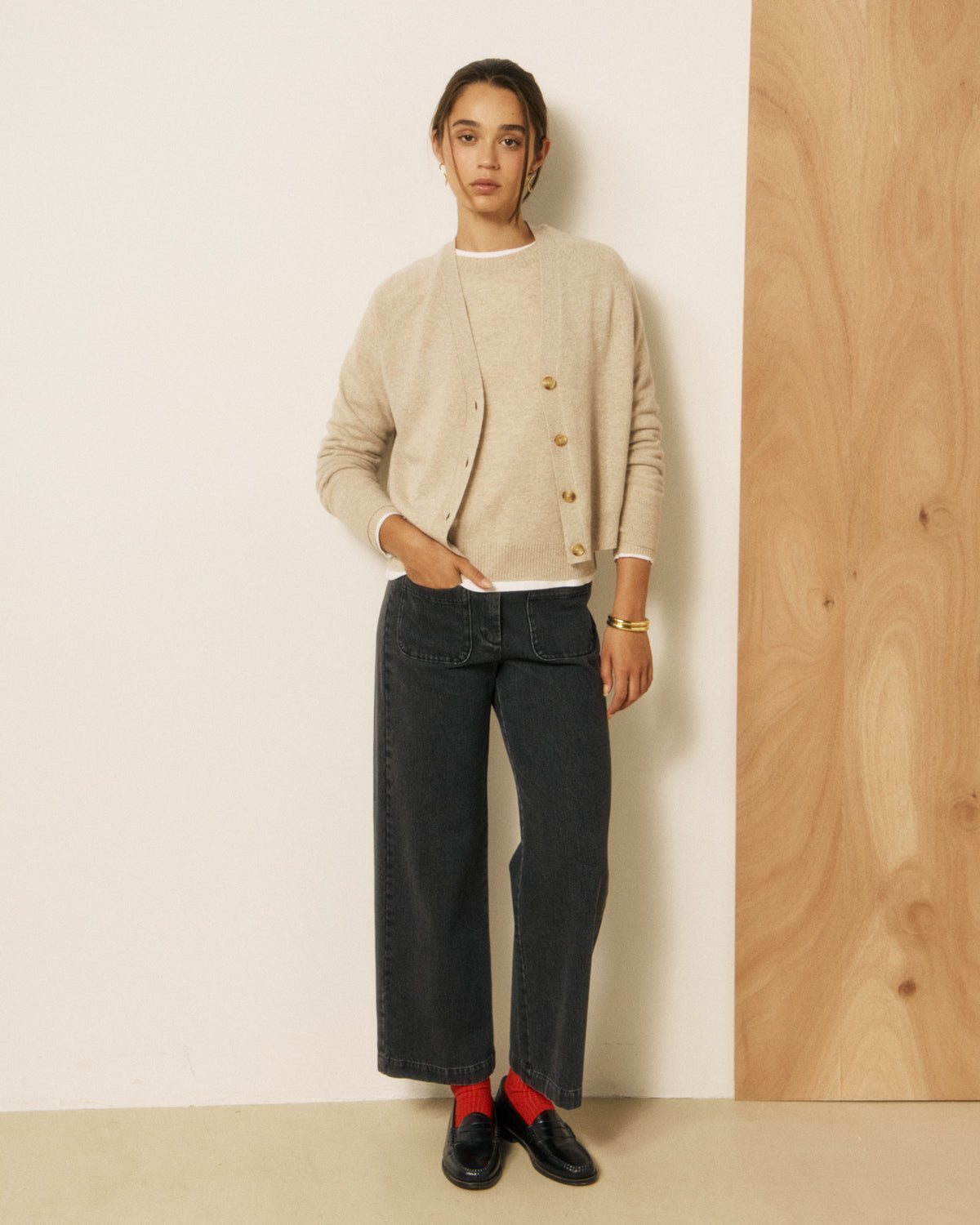Cardigan Femme en Laine & Cachemire Ecru Moran