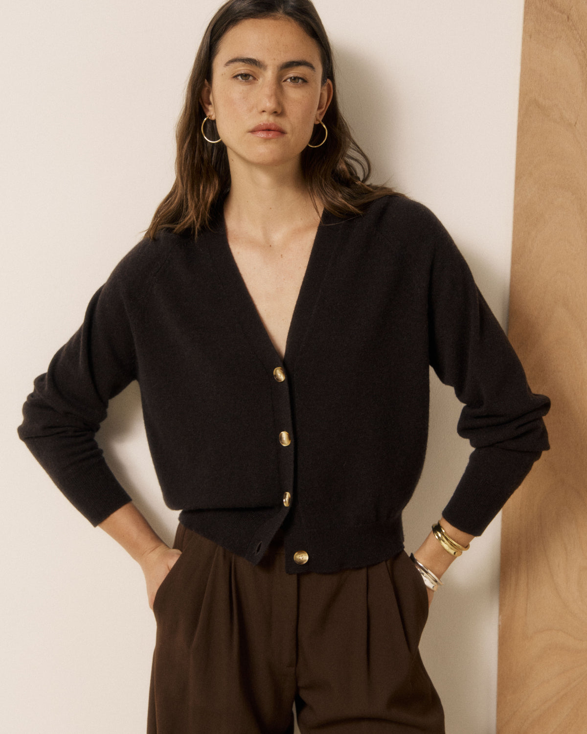 Cardigan Femme en Laine & Cachemire Marron Moran