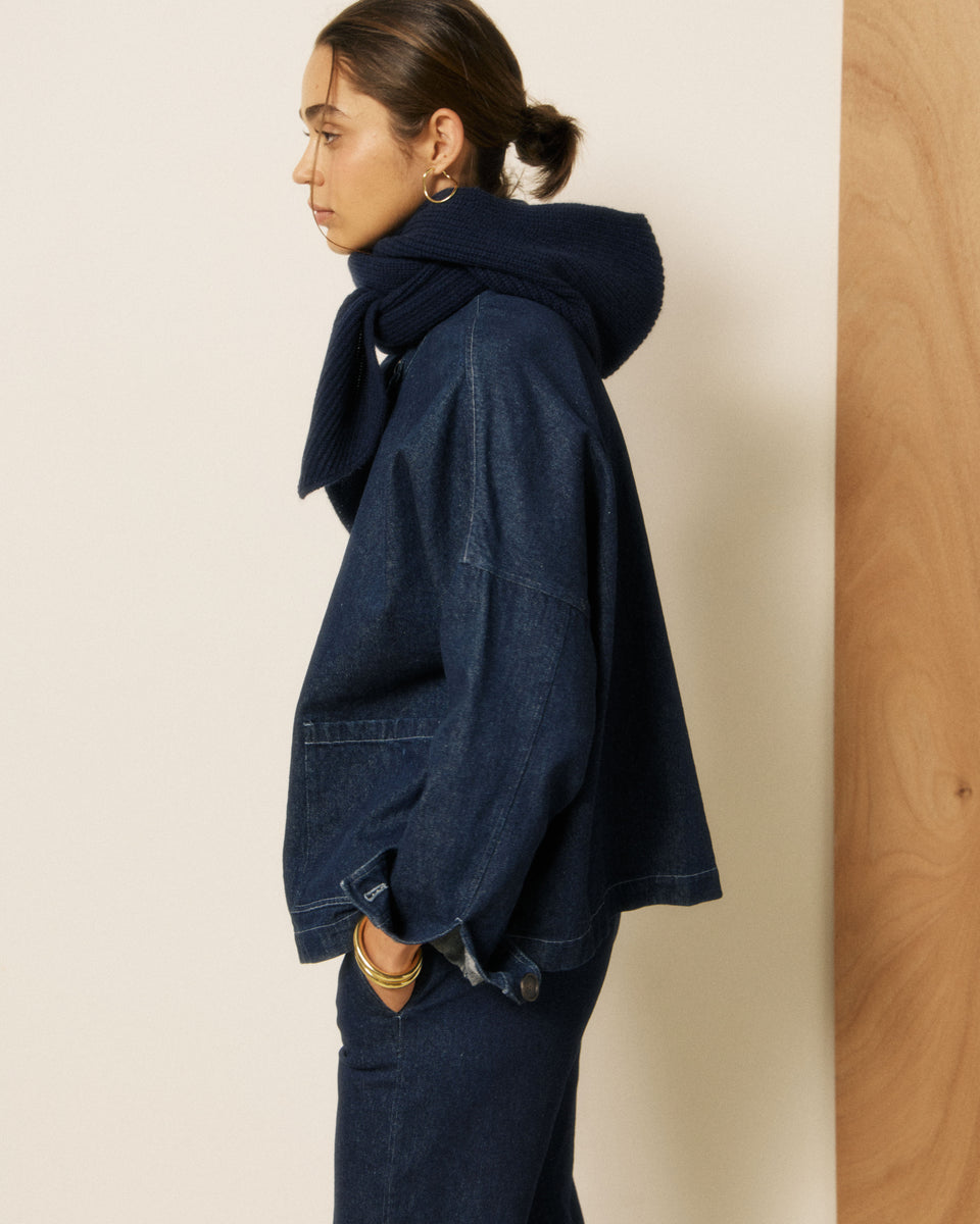 Cagoule Femme en Laine & Cachemire Bleu Marine Mera - Image 3