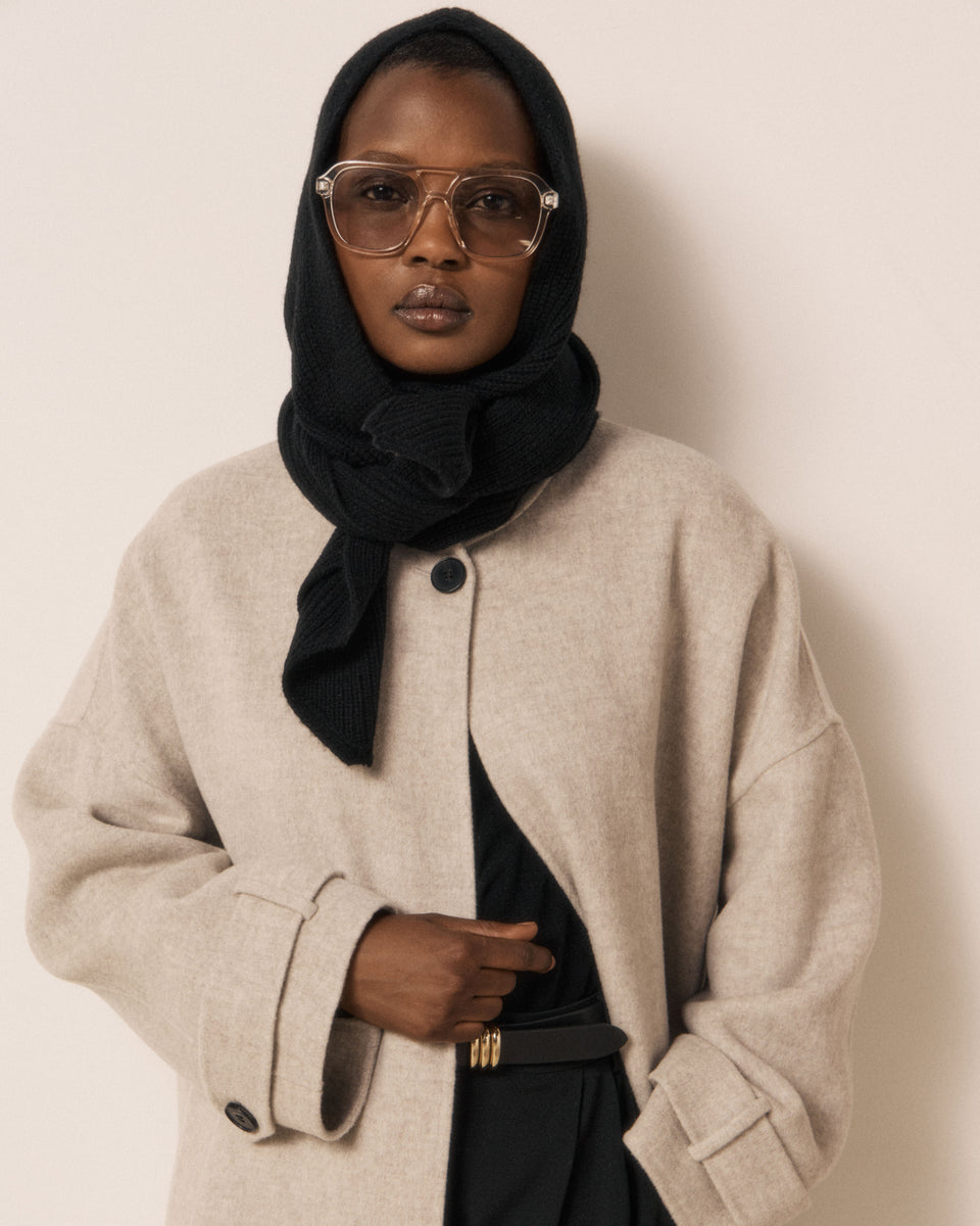 Cagoule Femme en Laine & Cachemire Noir Mera - Image 2