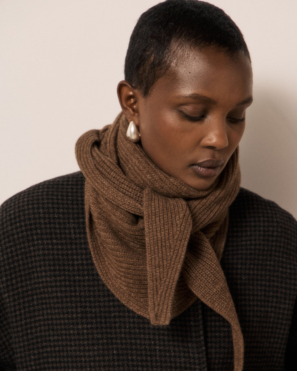 Echarpe Femme en Laine & Cachemire Cognac Melie - Image principale