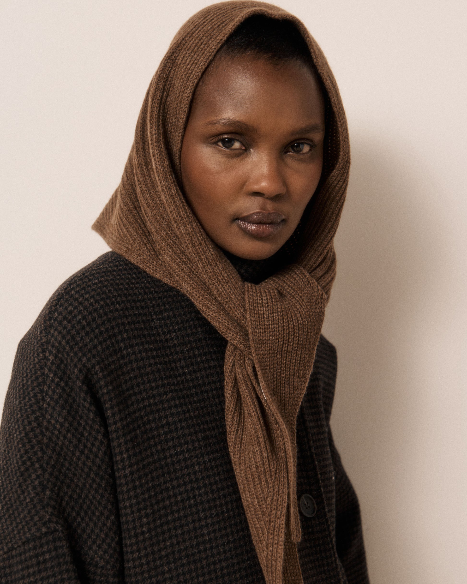 Echarpe Femme en Laine & Cachemire Cognac Melie