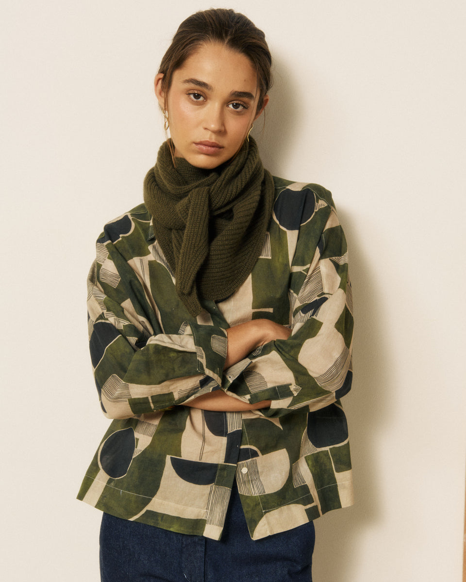 Echarpe Femme en Laine & Cachemire Kaki Melie - Image principale