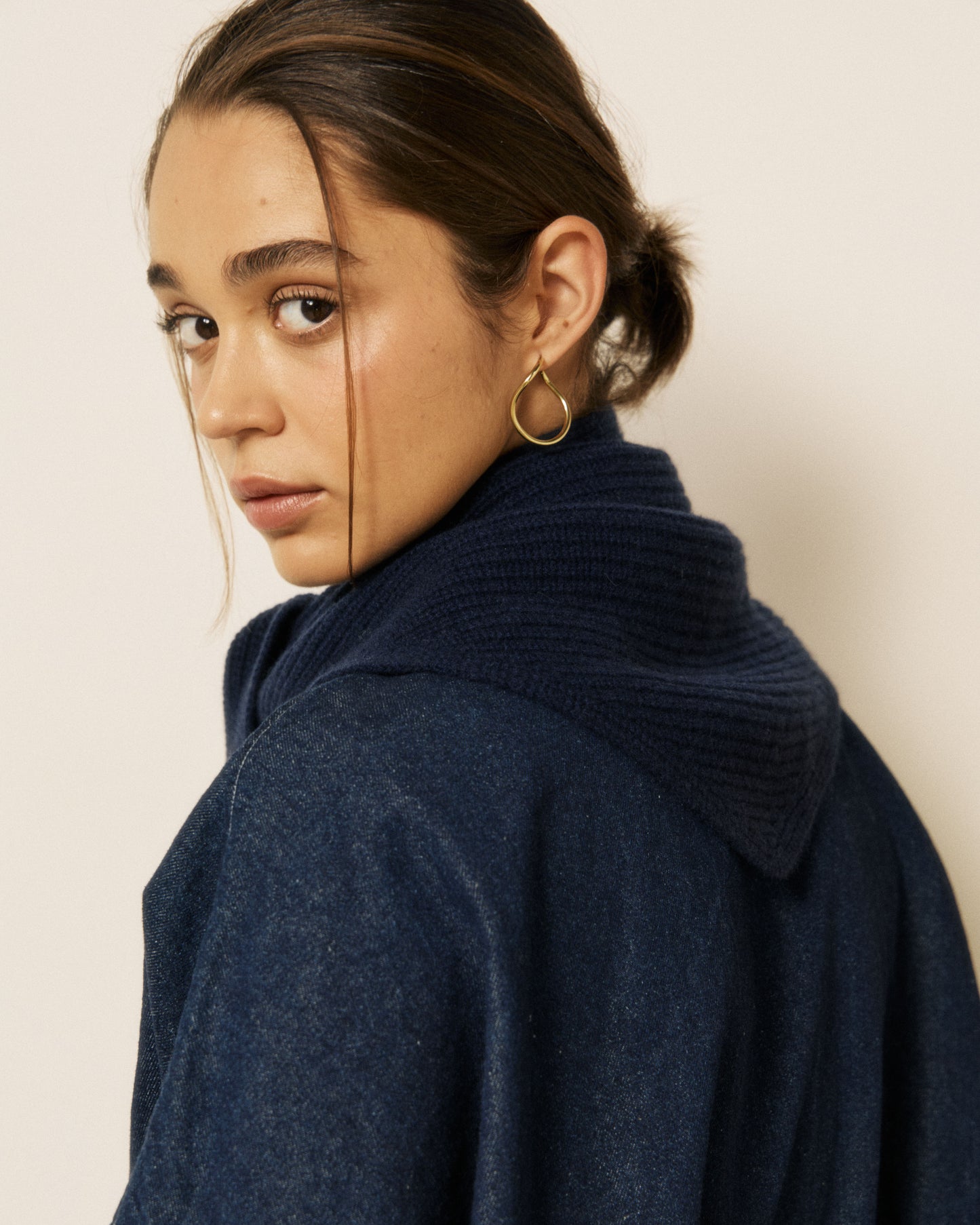 Echarpe Femme en Laine & Cachemire Bleu Marine Melie
