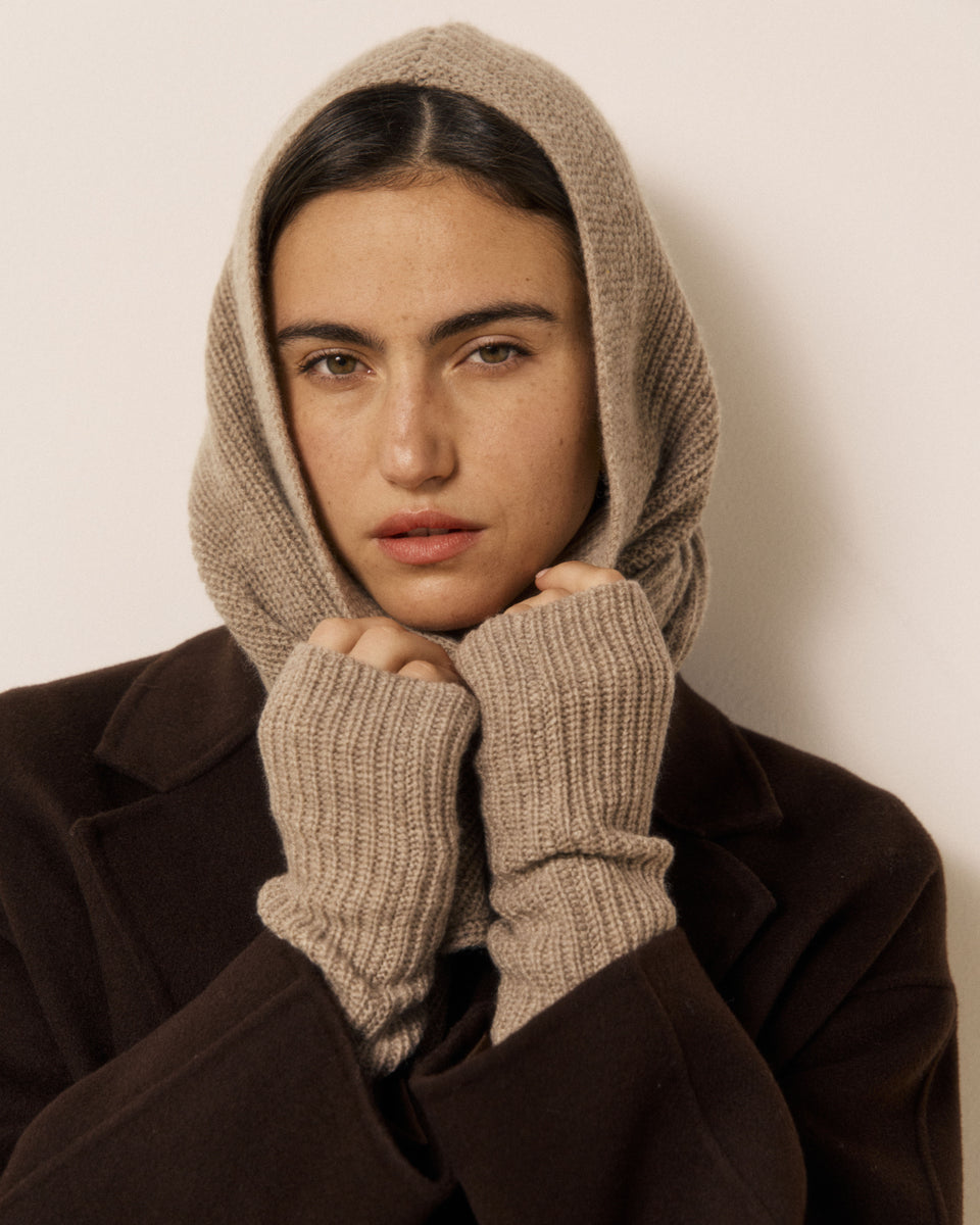 Mitaines Femme en Laine & Cachemire Taupe Messia - Image 3