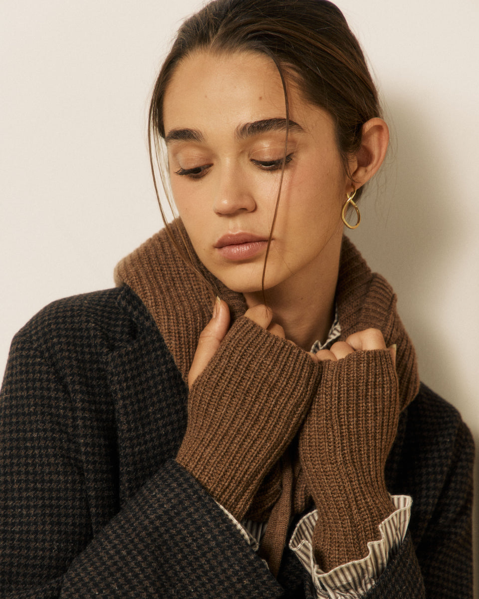 Mitaines Femme en Laine & Cachemire Cognac Messia - Image principale