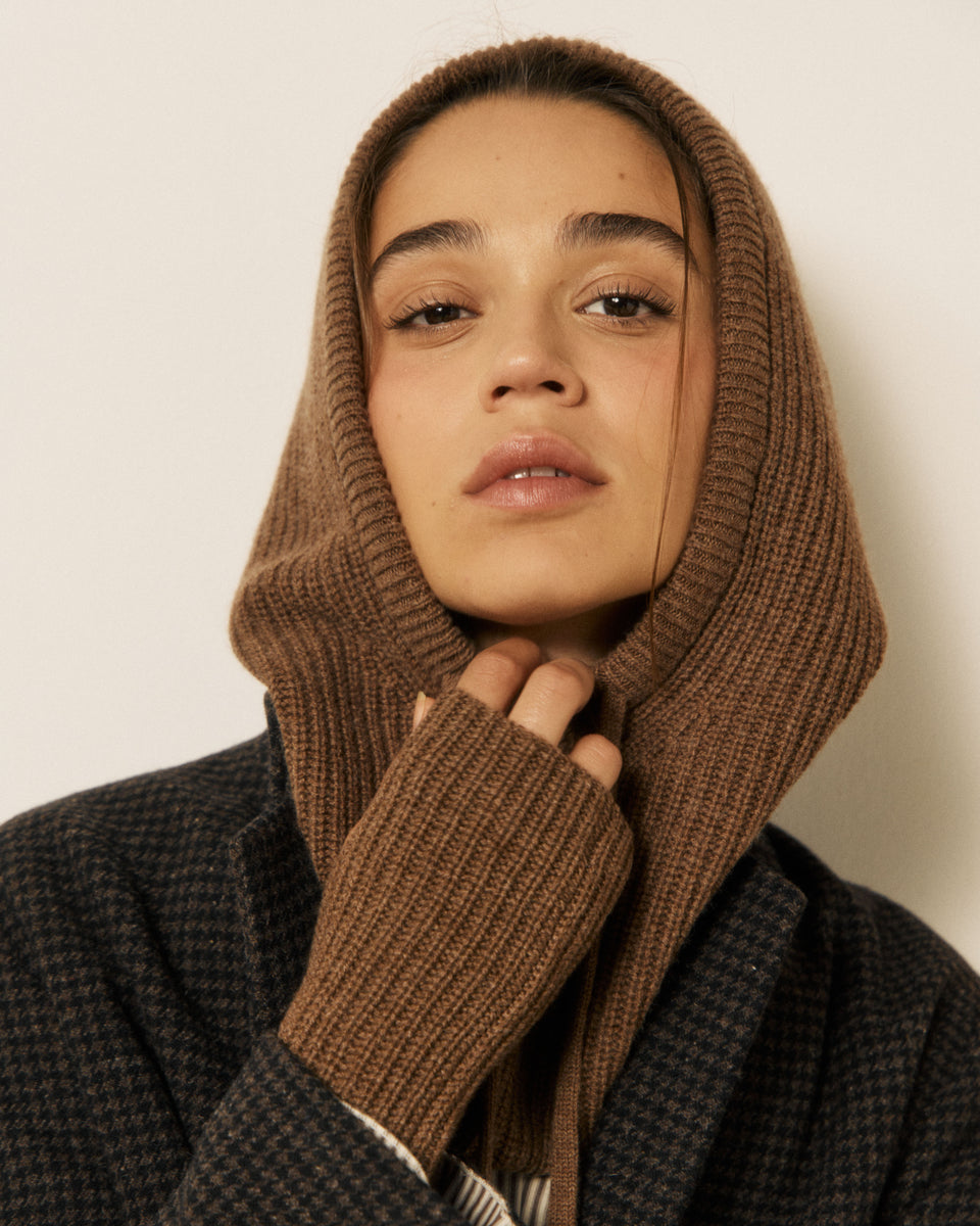 Cagoule Femme en Laine & Cachemire Cognac Meysie - Image principale
