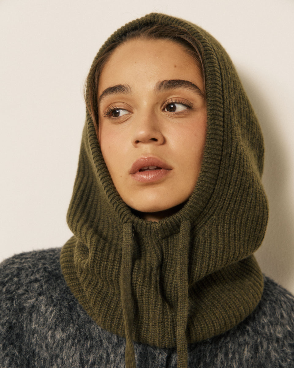 Cagoule Femme en Laine & Cachemire Khaki Meysie - Image principale
