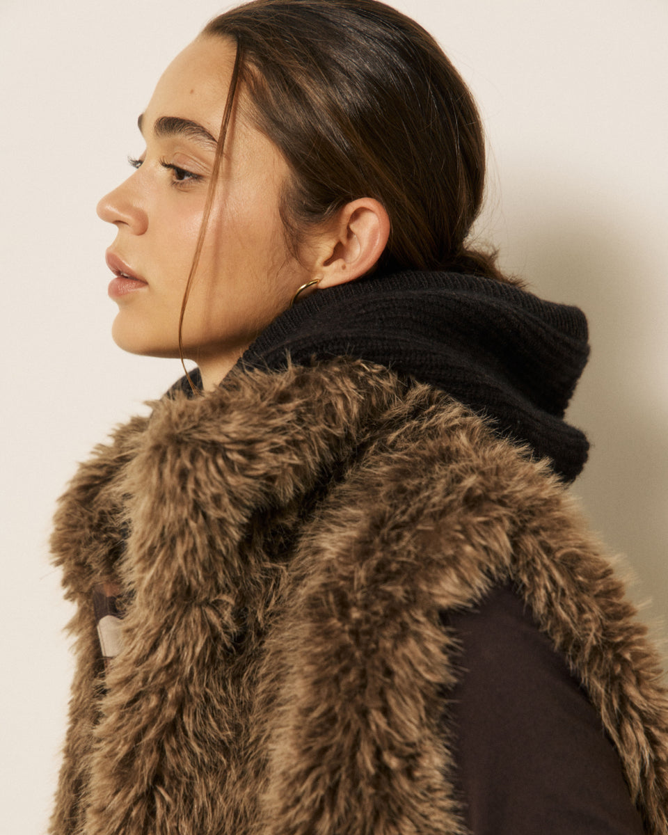 Cagoule Femme en Laine & Cachemire Marron Meysie - Image principale