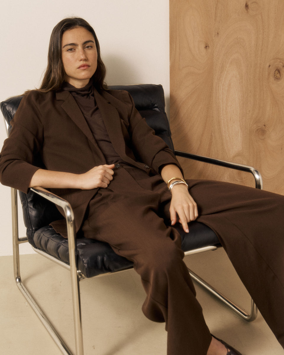 Veste Femme en Laine Vierge Extrafine Marron Virna - Image 2