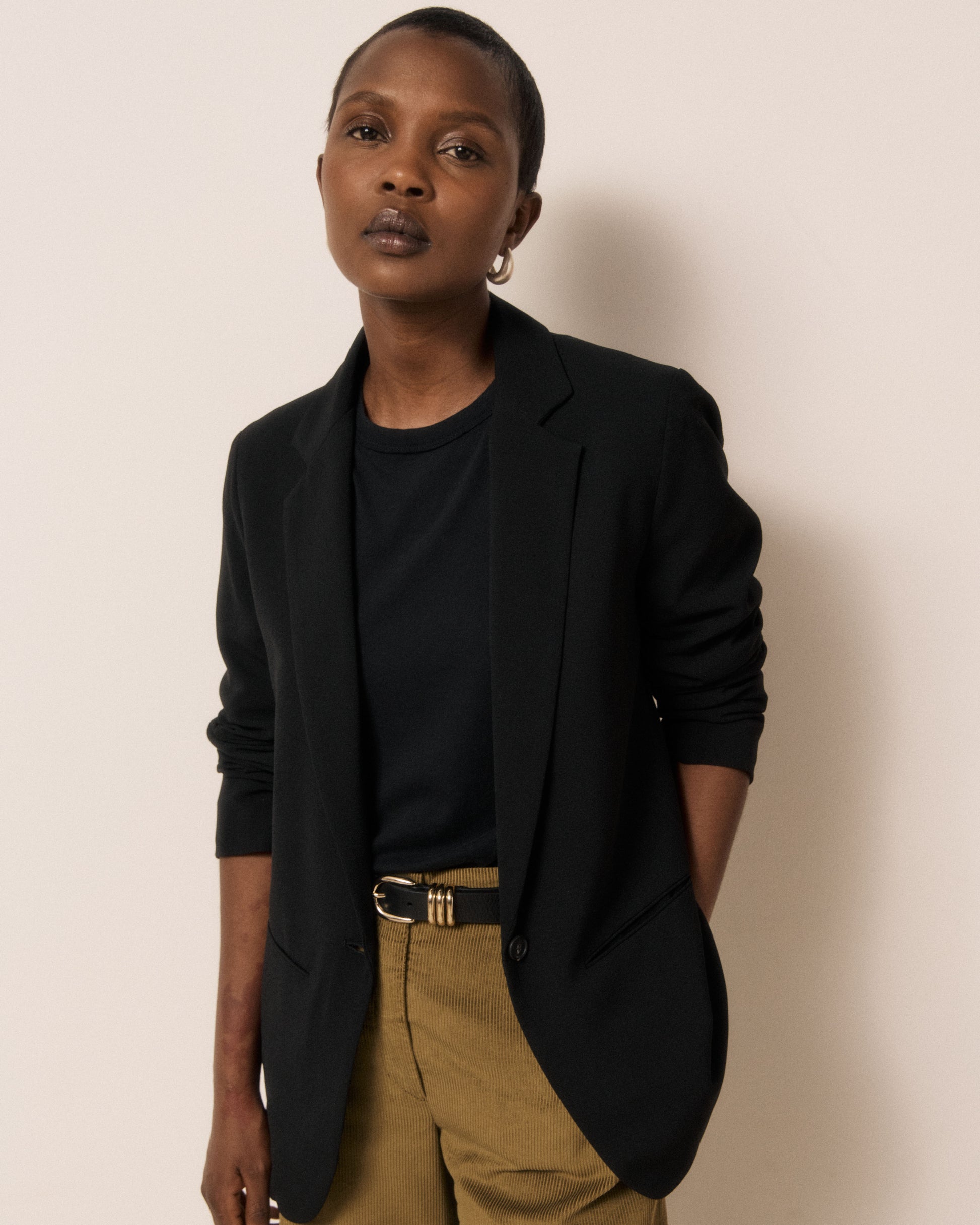 Veste Femme en Crêpe Noir Virna