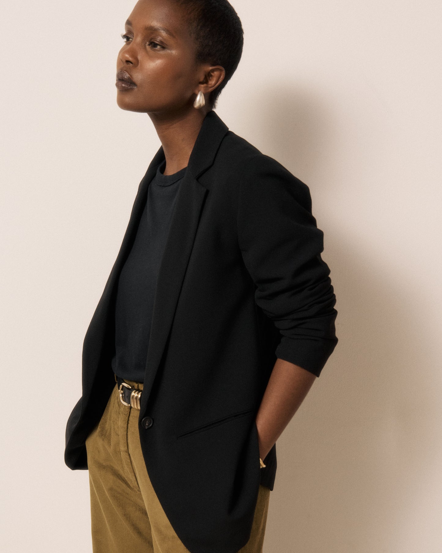 Veste Femme en Crêpe Noir Virna