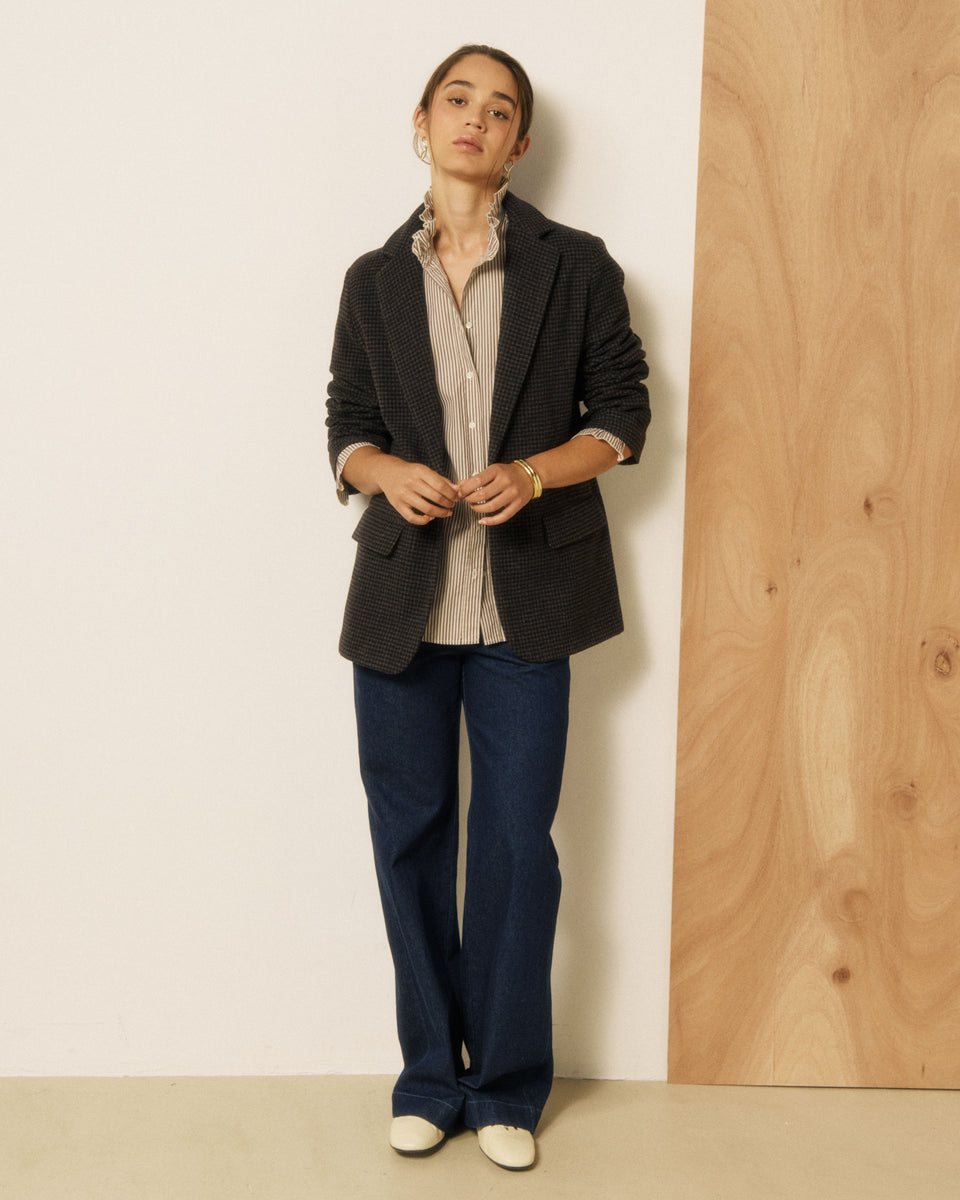 Veste Femme en Tweed Imprimé Pied-de-poule Marron & Noir Vittoria - Image 2