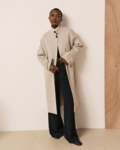 Manteau Femme en Laine Double Face Ecru Vallen