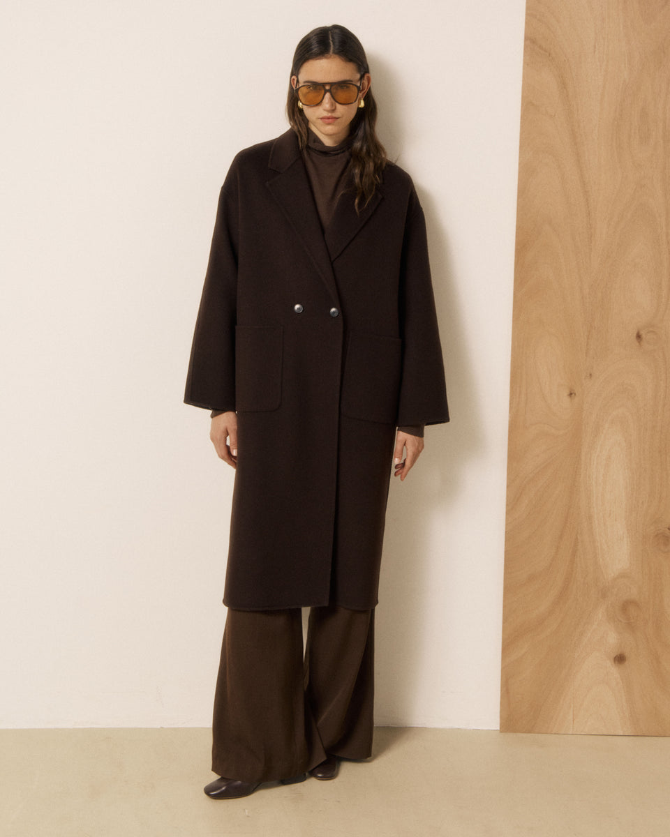 Manteau Femme en Laine Double Face Chocolat Vincenzo - Image 3