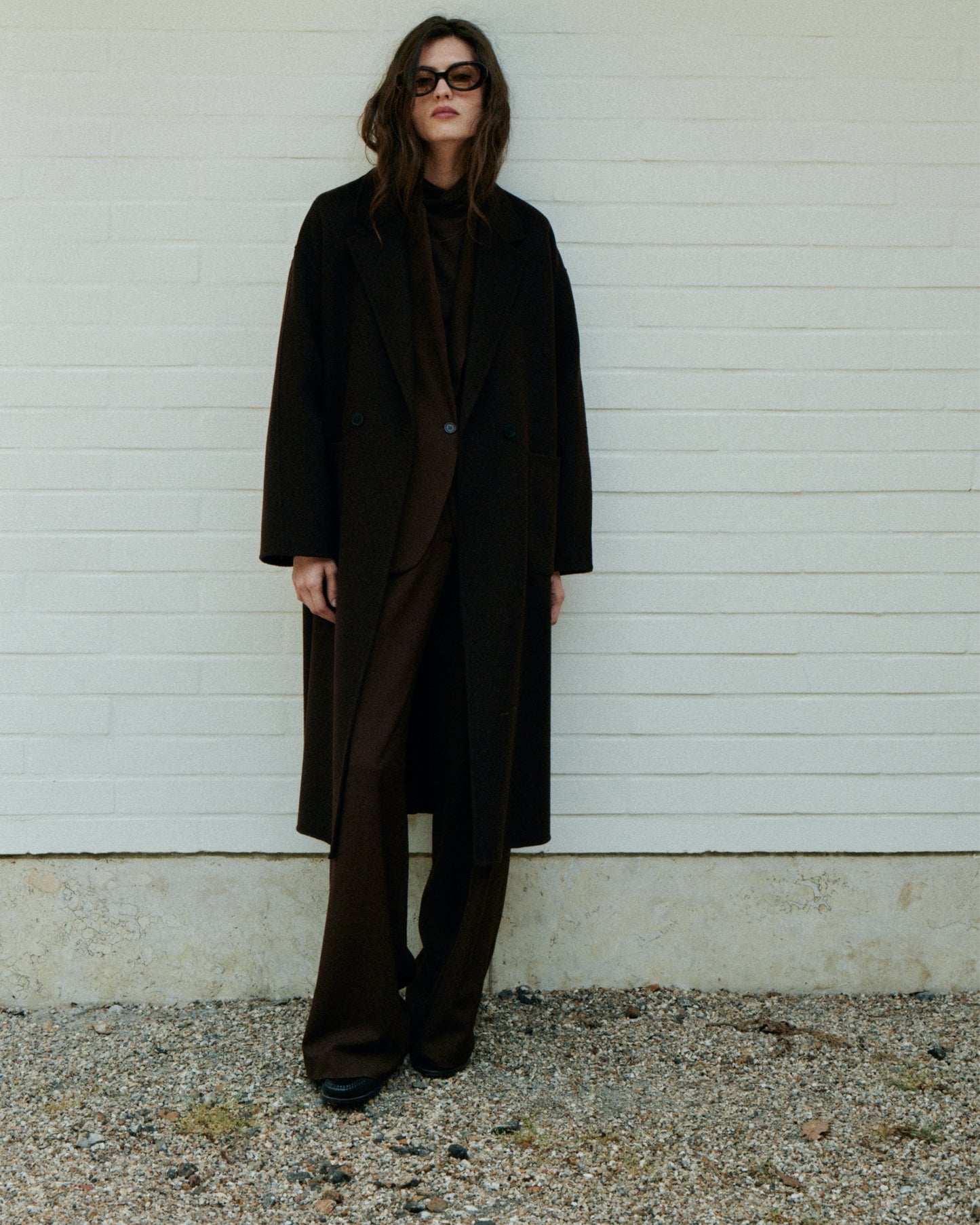 Manteau Femme en Laine Double Face Chocolat Vincenzo