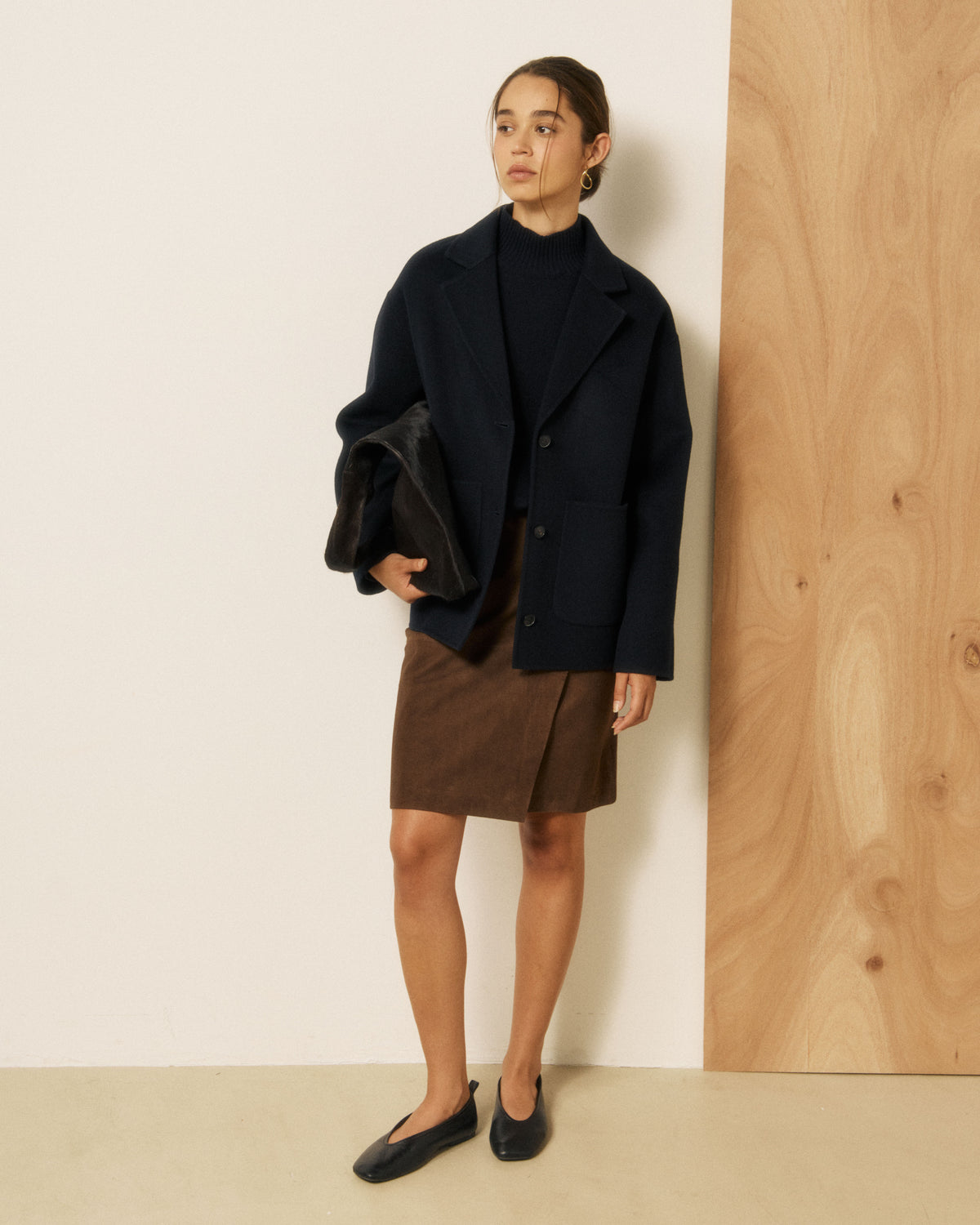 Veste Femme en Laine Double Face Bleu Marine Vox