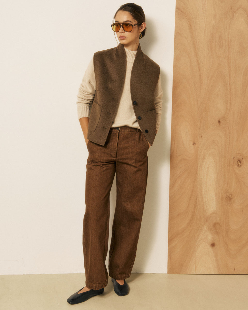 Gilet Femme en Laine Double Face Marron Vimo - Image principale