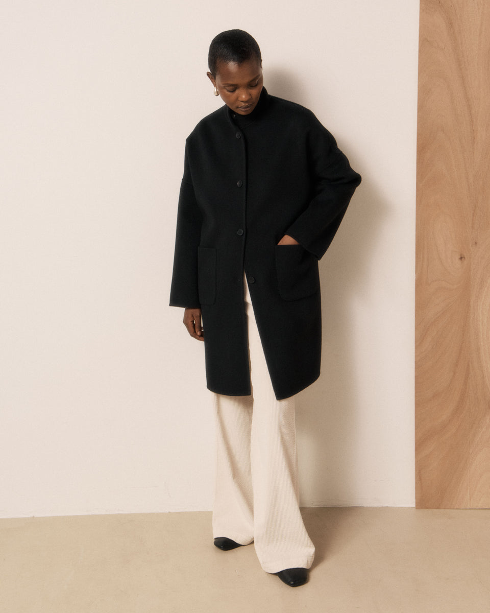 Manteau Femme en Laine Double Face Noir Vadim - Image principale