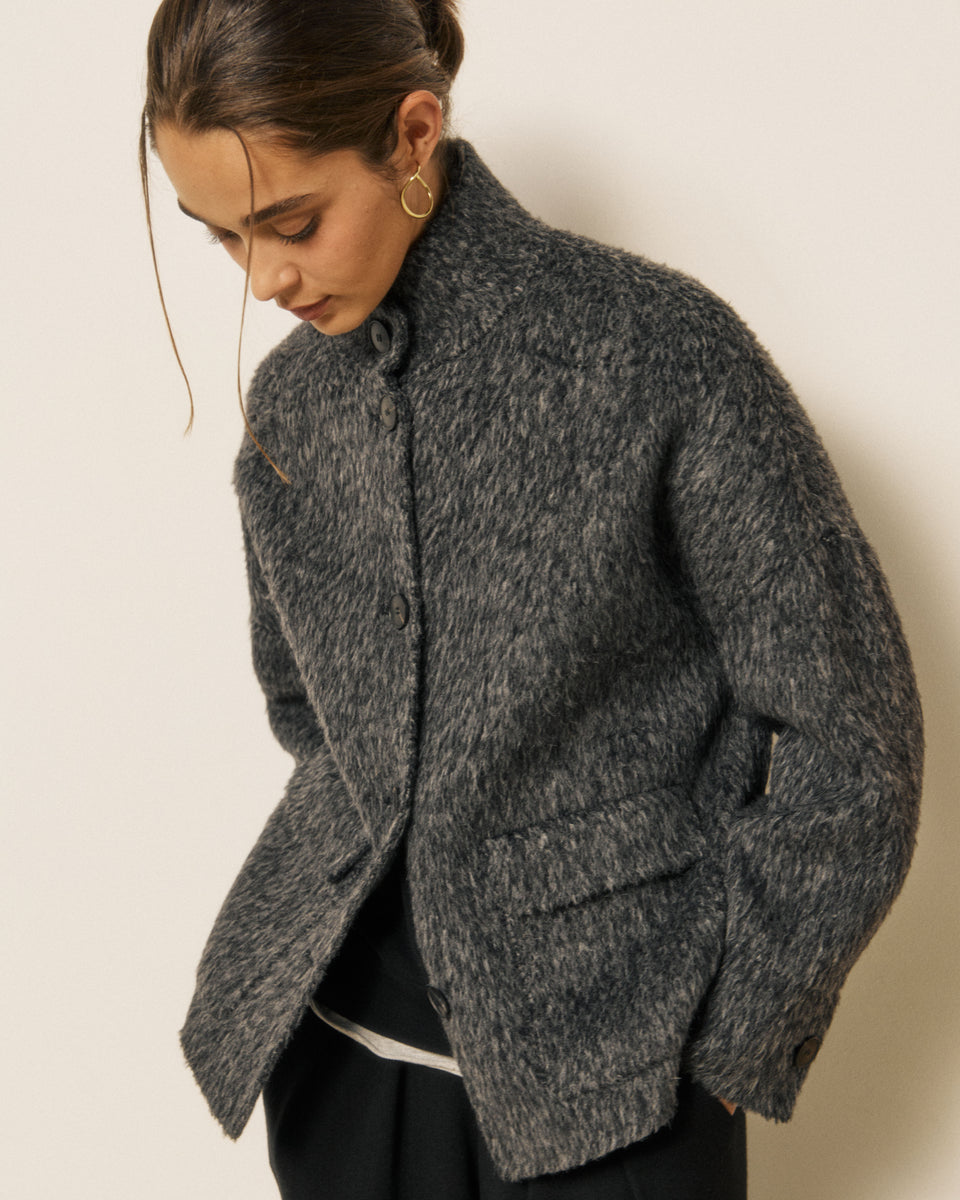 Veste Femme en Laine & Alpaga Double Face Gris Vivien - Image principale