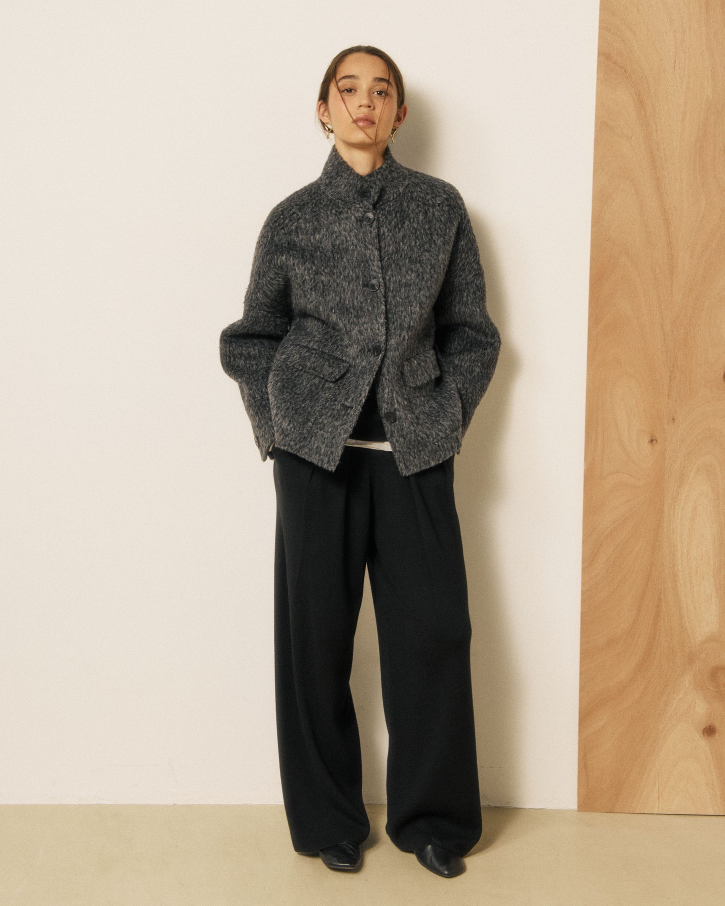 Veste Femme en Laine & Alpaga Double Face Gris Vivien