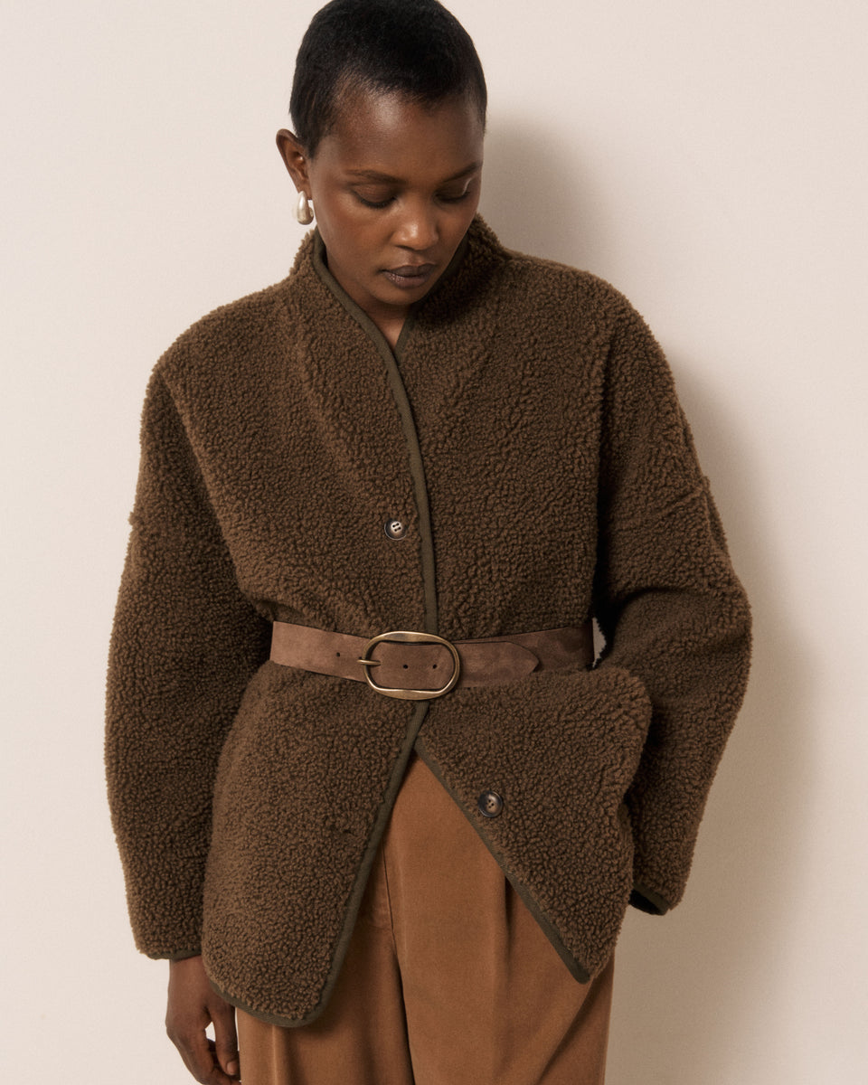 Veste Femme en Sherpa Marron Valdi - Image 3
