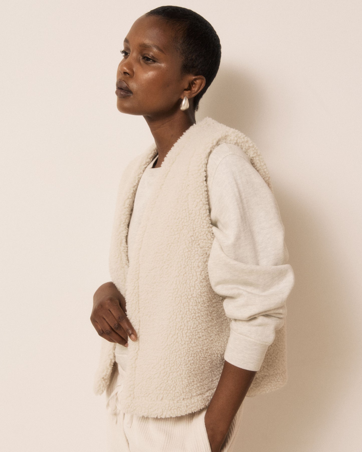 Gilet Femme en Sherpa Ecru Valley