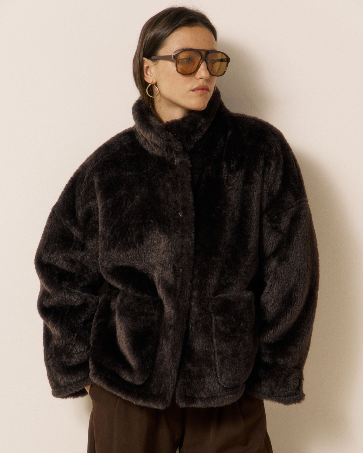 Veste Femme en Fausse fourrure Chocolat Vosmo