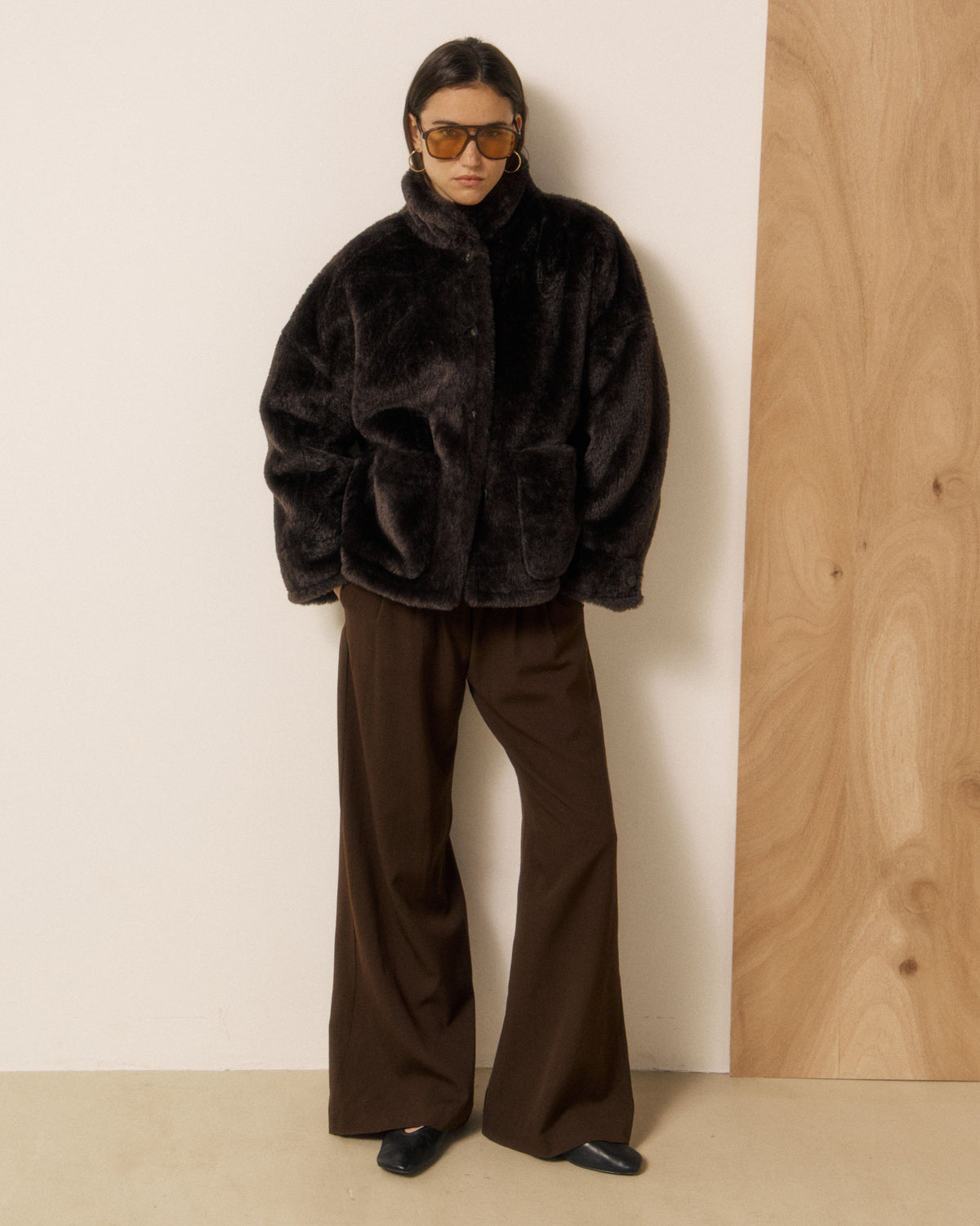 Veste Femme en Fausse fourrure Chocolat Vosmo