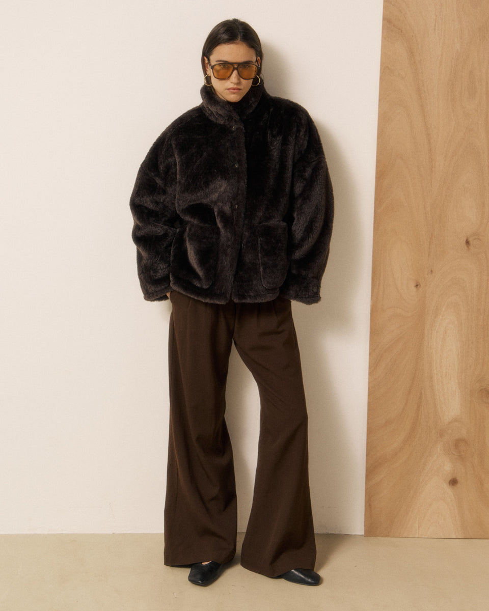 Veste Femme en Fausse fourrure Chocolat Vosmo - Image 2