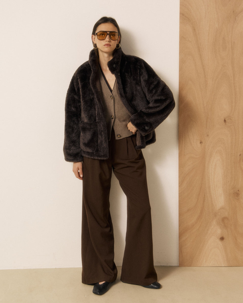 Veste Femme en Fausse fourrure Chocolat Vosmo - Image 3