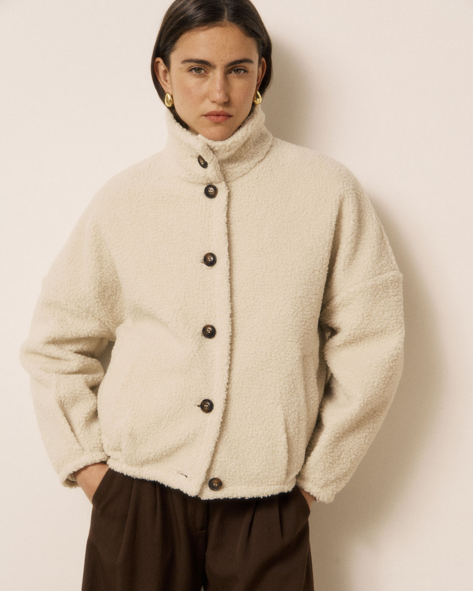 Blouson Femme en Sherpa Ecru Voice - Image principale