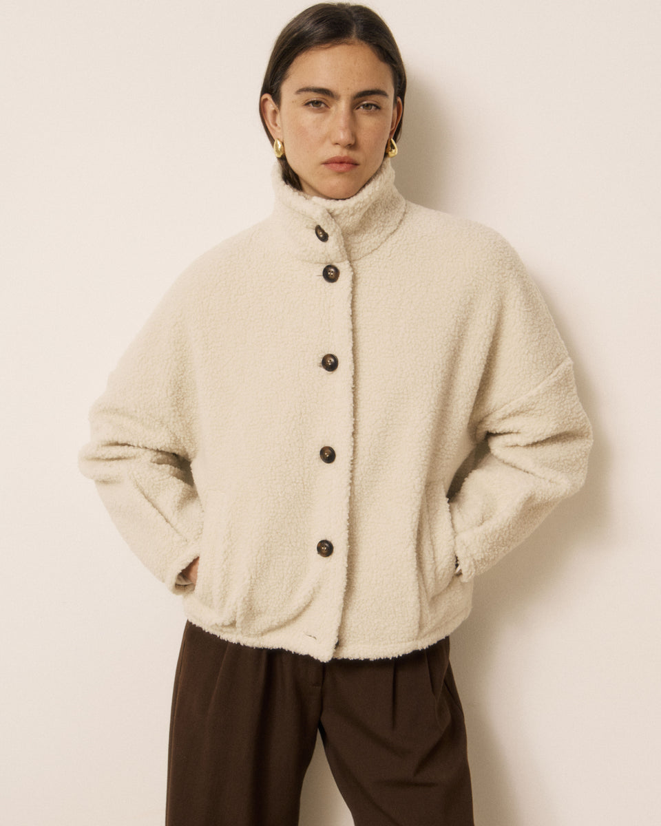 Blouson Femme en Sherpa Ecru Voice - Image 3