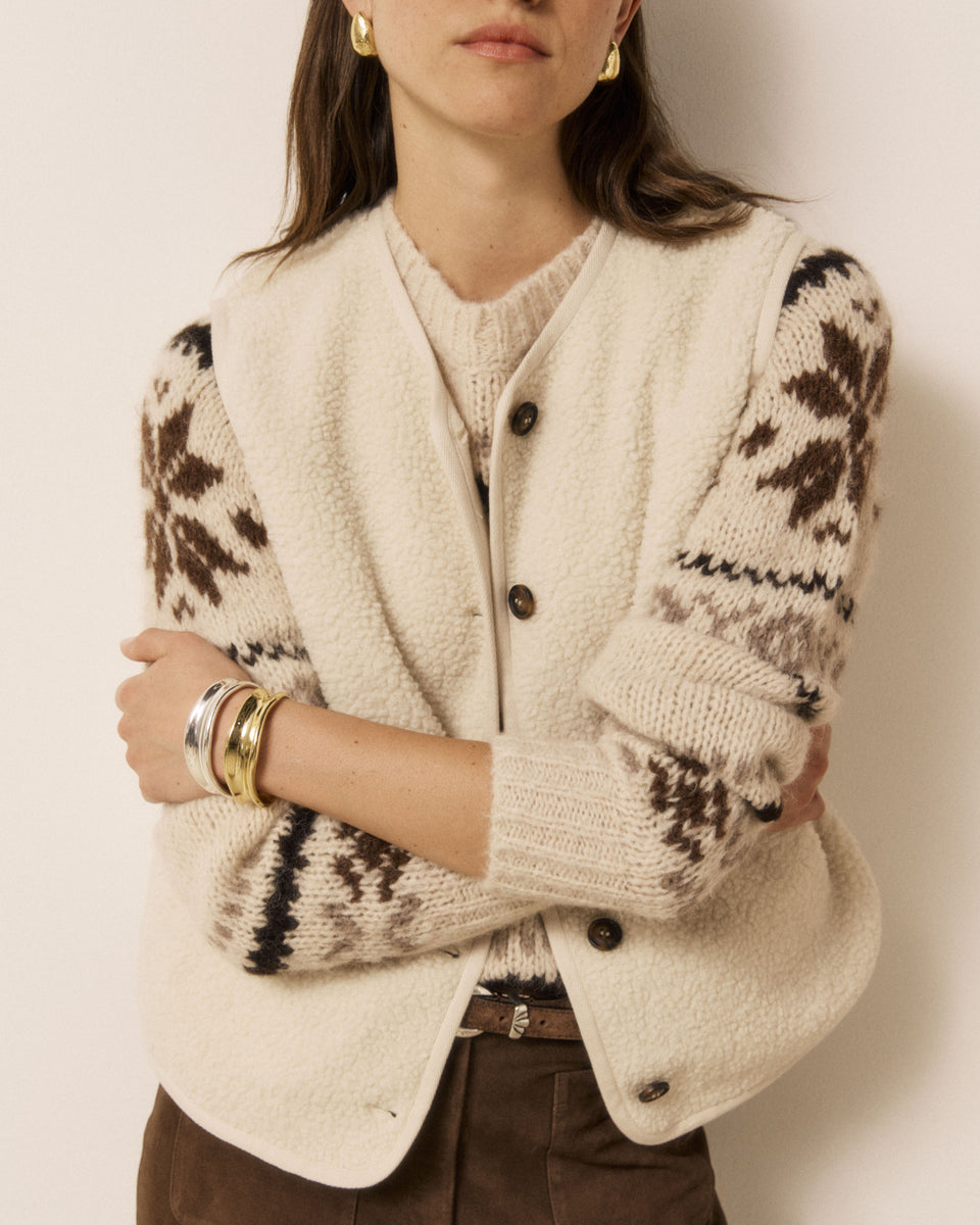 Gilet Femme en Sherpa Ecru Volt - Image principale