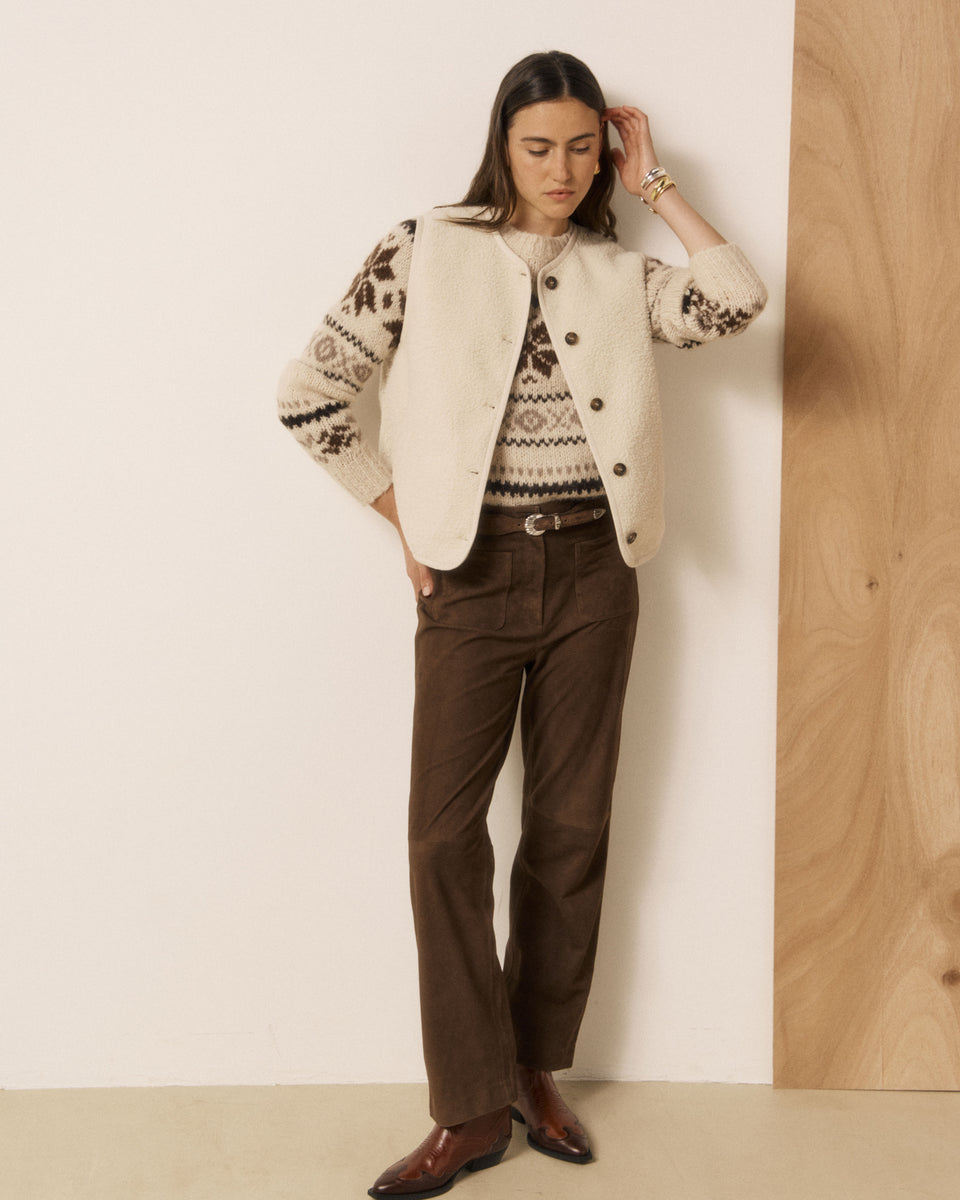 Gilet Femme en Sherpa Ecru Volt - Image 2