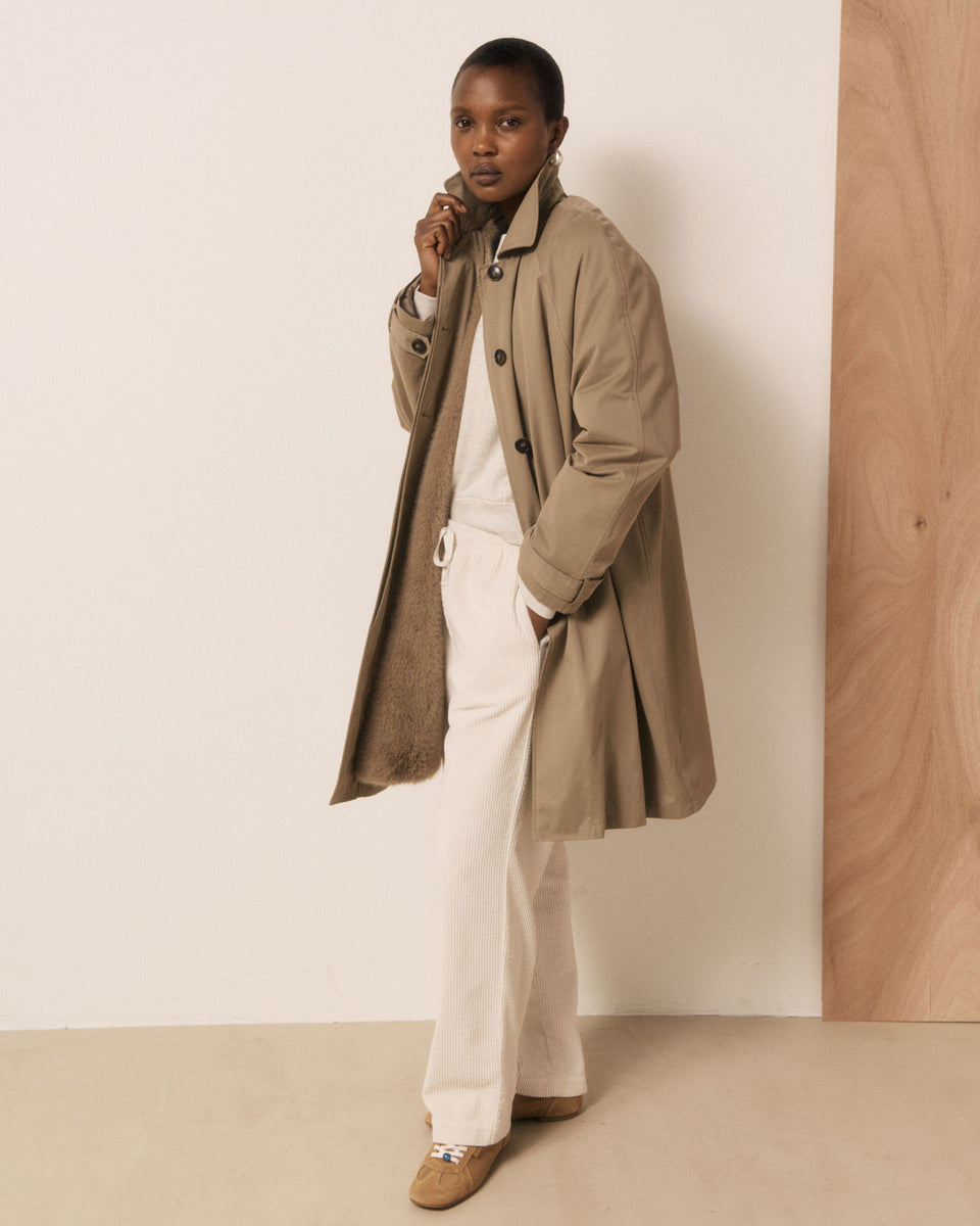 Manteau Femme en Gabardine de Coton Beige Valky - Image principale