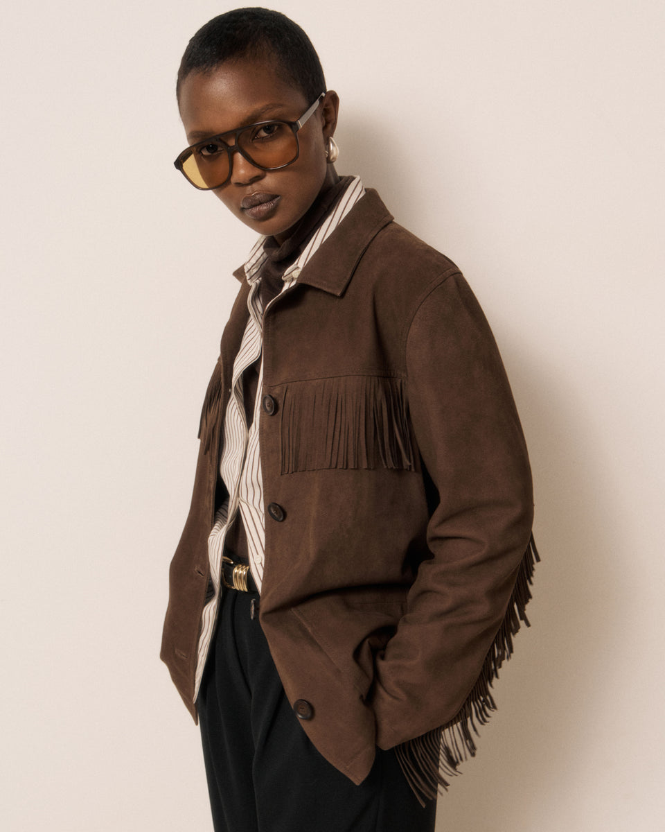 Veste Femme en Cuir Suédé Marron Vaquero - Image 2